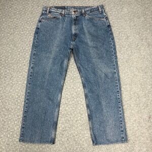 VTG Levis 505 Jeans Mens 38x30 Blue Denim Straight Leg Orange Tab Made USA 90s